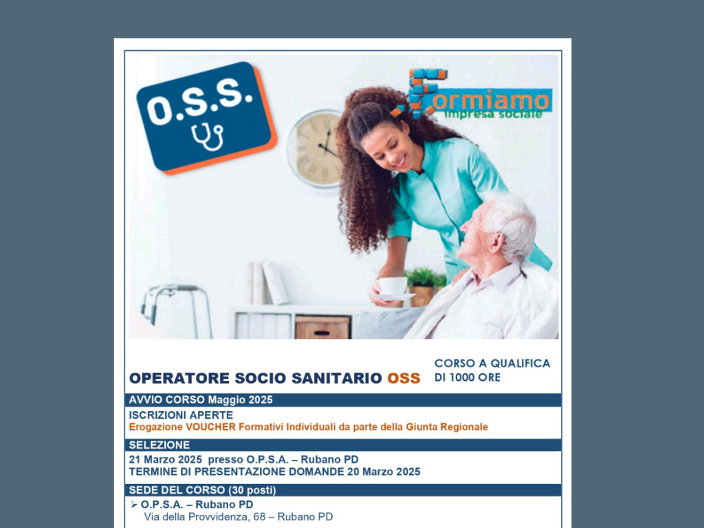 Featured image for “Riparte nel 2025 il corso per operatore socio sanitario con Formiamo Impresa”