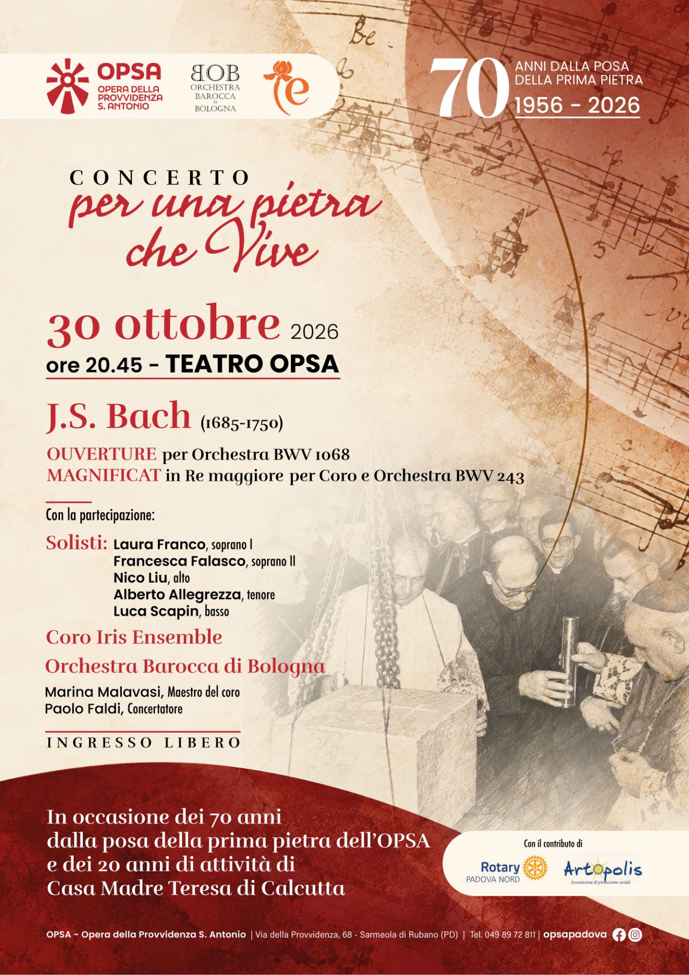 Featured image for “All’OPSA “per una pietra che Vive”: concerto con musiche di Bach con l’Orchestra Barocca di Bologna e il Coro Iris Ensemble”